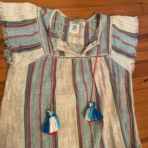 NWOT Anthropologie DRA Los Angeles Getty Striped Tassel Frayed Top, Small